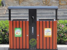 物業戶外分類鋼木垃圾箱